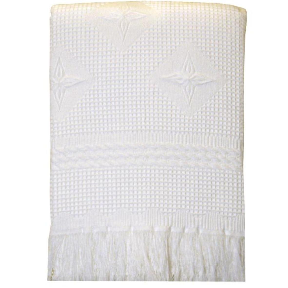 BabyPrem Baby Large Soft Acrylic Stars Shawl Blanket 122 x 122cm WHITE