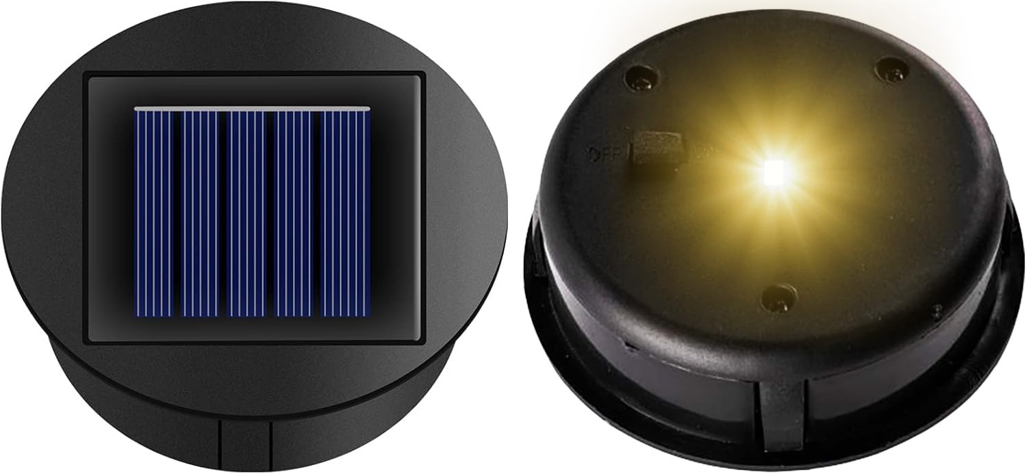 Photo 1 of 2 Pack Solar Light Replacement Top Parts(Top Size 3.15 inch,Bottom Size 2.76 inch) 7 Lumens Lantern Lids Replacement Light,Waterproof LED Replacement for Outdoor Garden, Pathway, Yard Light,Warm White