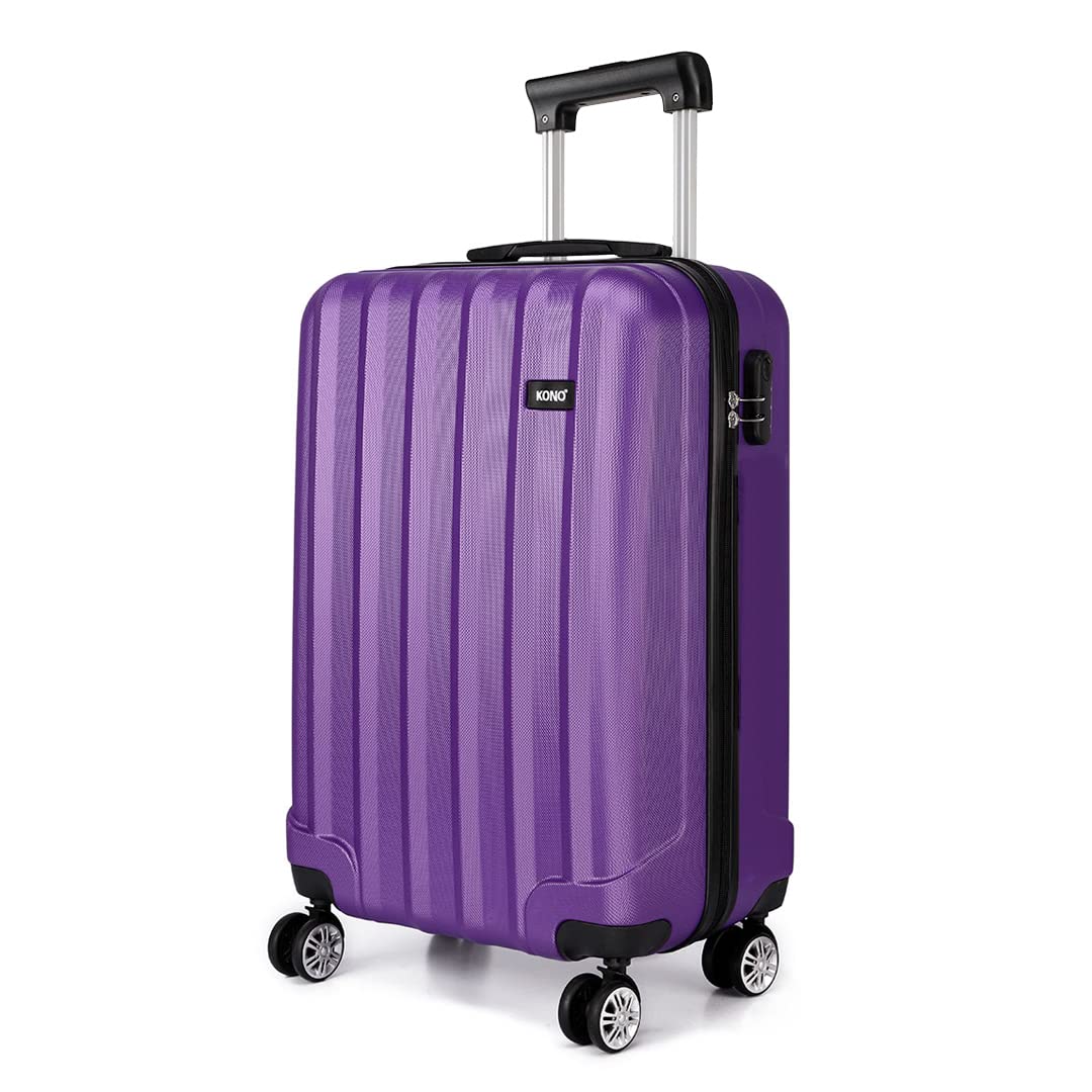 Kono 19 Inch Hard Shell Hand Luggage Suitcases with 4 Spinner Wheels Lightweight ABS+PC Cabin Carry-on Small Travel Trolley Case (19", Purple)
