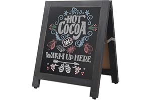 DOCMON Chalkboard Signs, 12" x 16" Rustic Magnetic A-Frame Chalkboard Sign, Free Standing Chalk Board Easel, Sturdy Sandwich Board Menu Display for Restaurant, Business or Wedding - Black