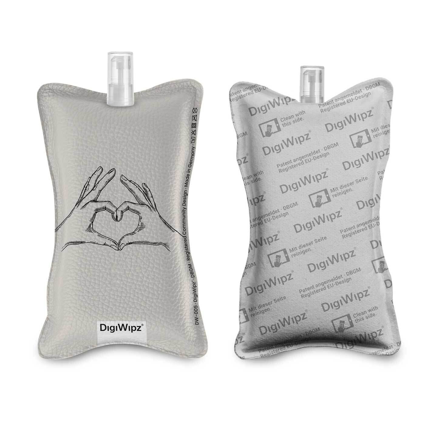 DigiWipz® The ingenious 2-in-1 display cleaner (spread love) - screen cleaner for displays and touchscreens - screen cleaner microfibre sponge with integrated sprayer