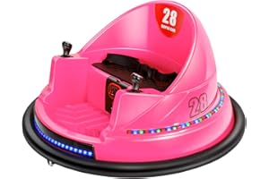 BROAGE Kids Race Toy 6V Electric Ride On Bumper Car Vehicle Remote Control 360 Spin DIY Numbers 00-99 ASTM-Certified Pink