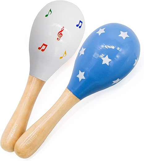 PREMYO Baby Rattle Maracas - Wooden 