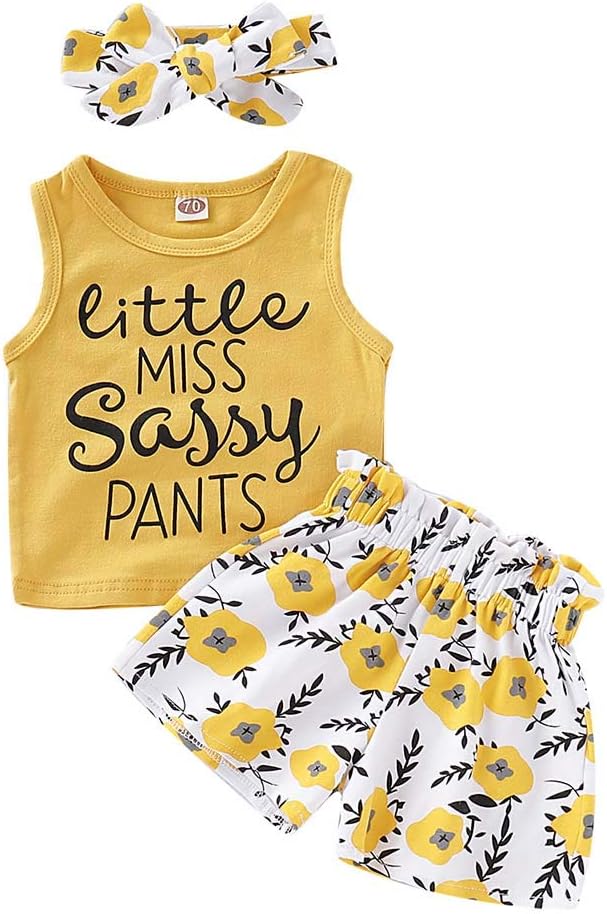 Infant Baby Girl Sets Ruffle Long Sleeve Yellow T-Shirt Tops Flower Pant Outfits Toddler Clothes