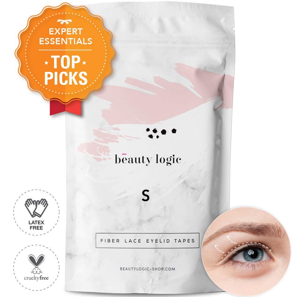 Beauty Logic USA Ultra Invisible Fiber Lace Eyelid Lift Kit 120pcs Blends In With Skin No Glare Non Surgical Instant Eyelid Lifting For Hooded Droopy Uneven Mono-Eyelids Latex Free Adhesive - Small