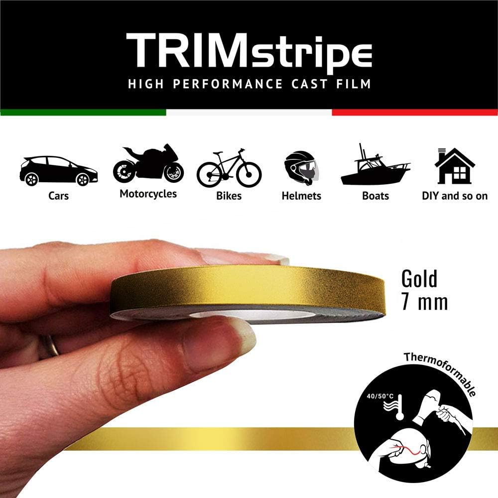 4R Quattroerre.it 10478 Trim Stripes Adhesive Strips for Cars Gold, 7 mm x 10 mt - Image 3