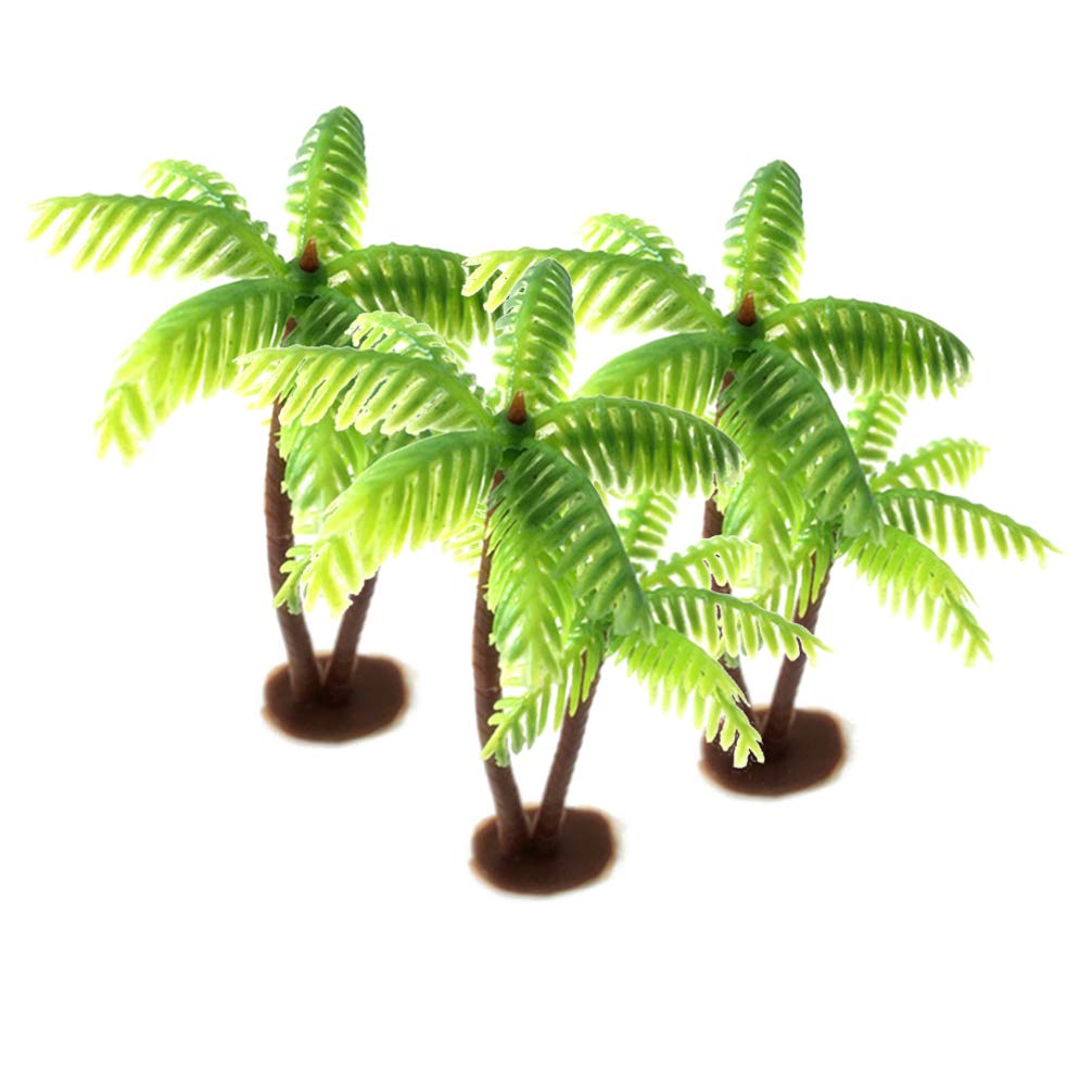 Veemoon Model Trees Mini Palm Tree, Green Palm Coconuts Topper Scale Scenery Miniature Figurines Micro Aquarium Garden Plant Building Model Landscape Decoration