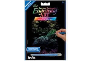 LA FOURMI Royal Brush RAIMIN-103 Mini Rainbow Foil Engraving Art Kit, 5 by 7-Inch, Undersea Turtle