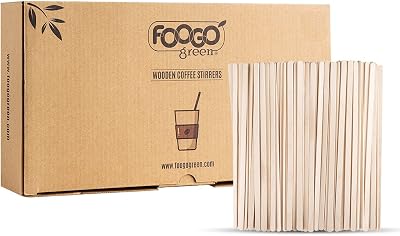 FOOGO Green 500pcs Wooden Coffee Stirrers Extra Long 14cm FSC Certified