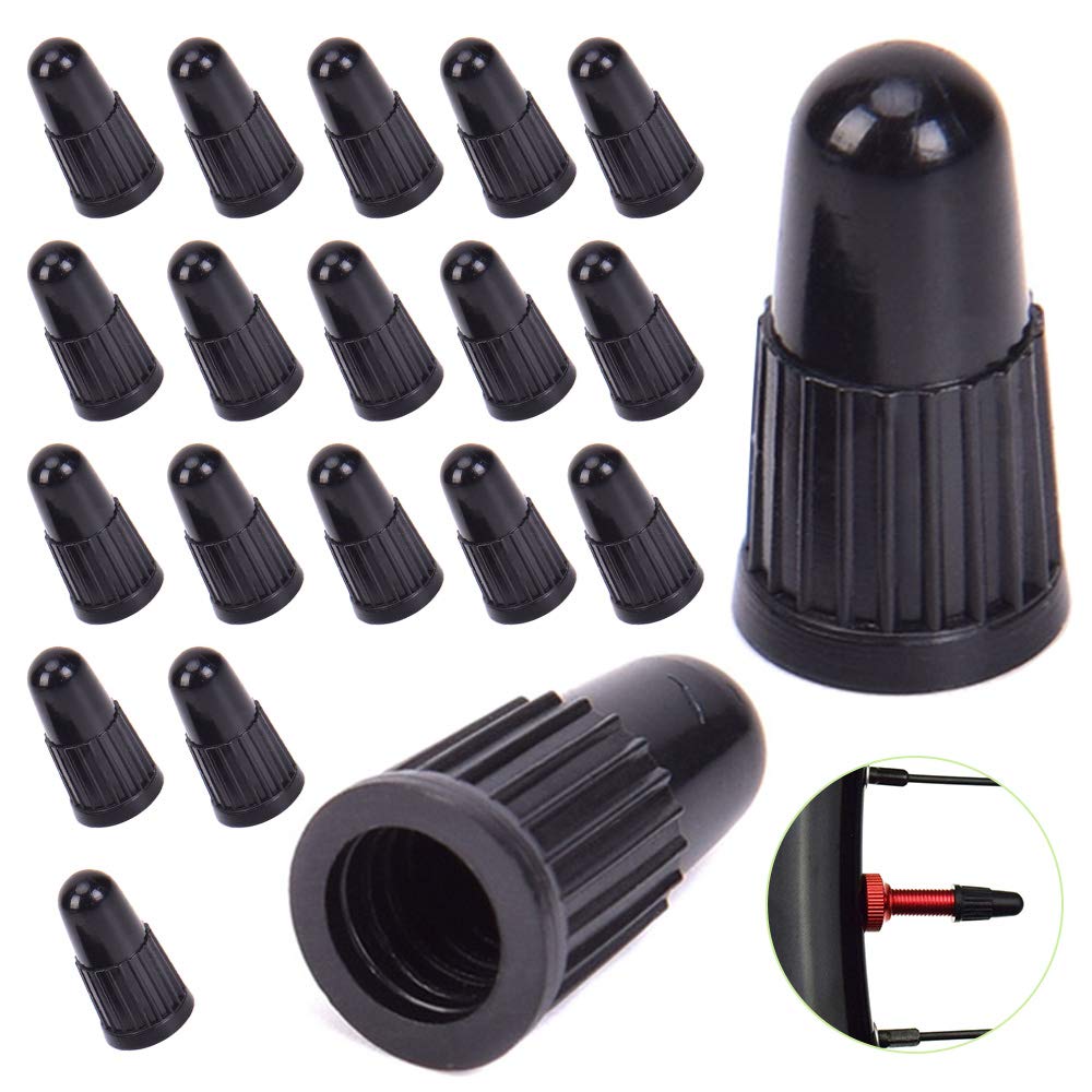 XCOZU 20 Pcs Plastic Bike Dust Caps Black, Tyre Presta Valve Caps for Bikes Bicycle Tire Valve Cap Dust Covers