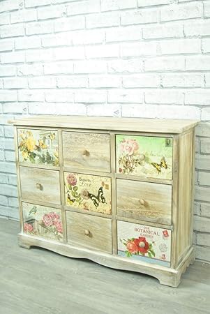 Furniture Chest Of Drawers Narrow Low Wide 9 Drawer Light Wood