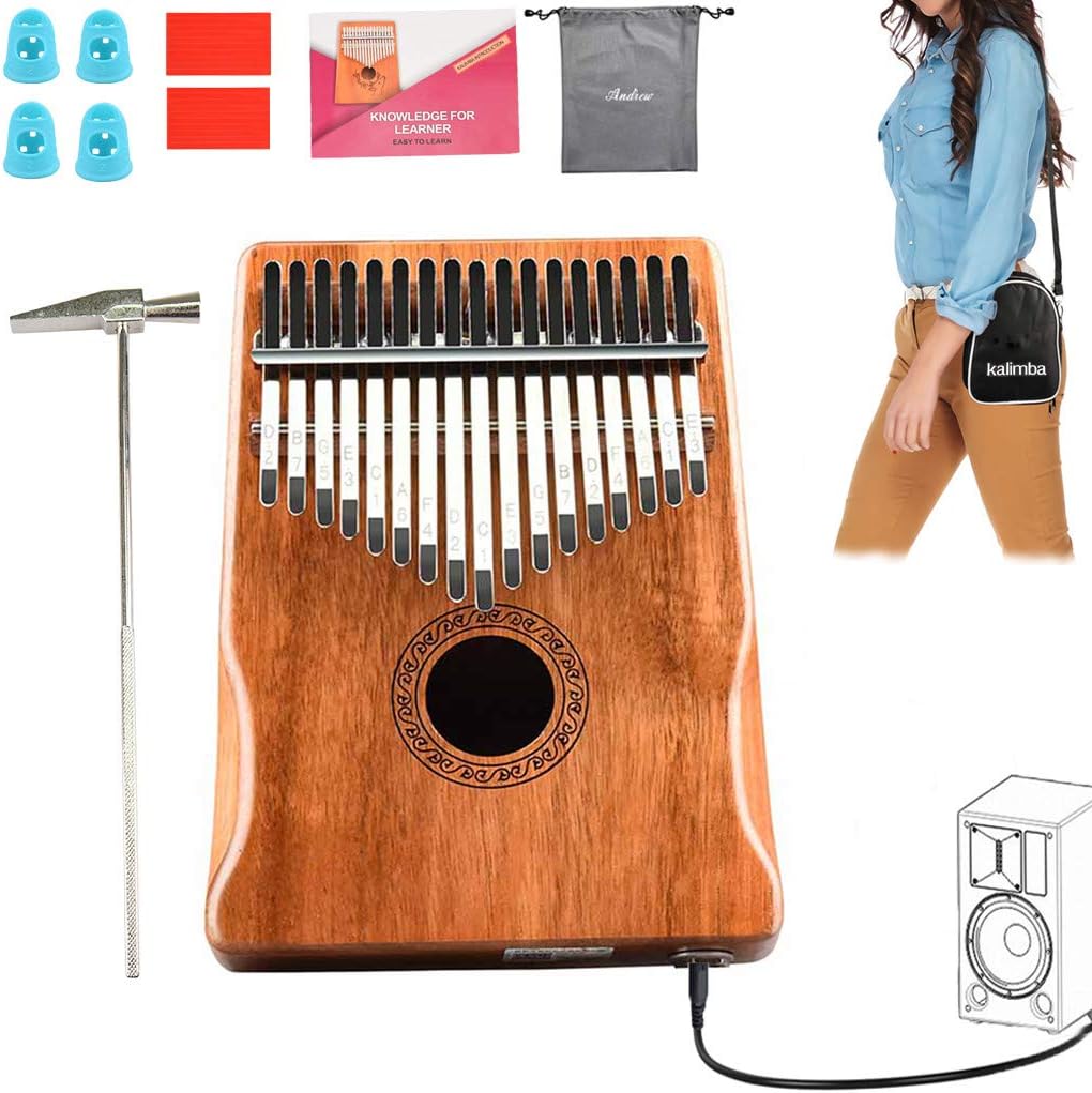 Kalimba Thumb Piano 17 keys - Portable Wooden Finger Piano Made by Solid Mahogany Best Gifts for Beginners, Kids, Adult, Music Fans