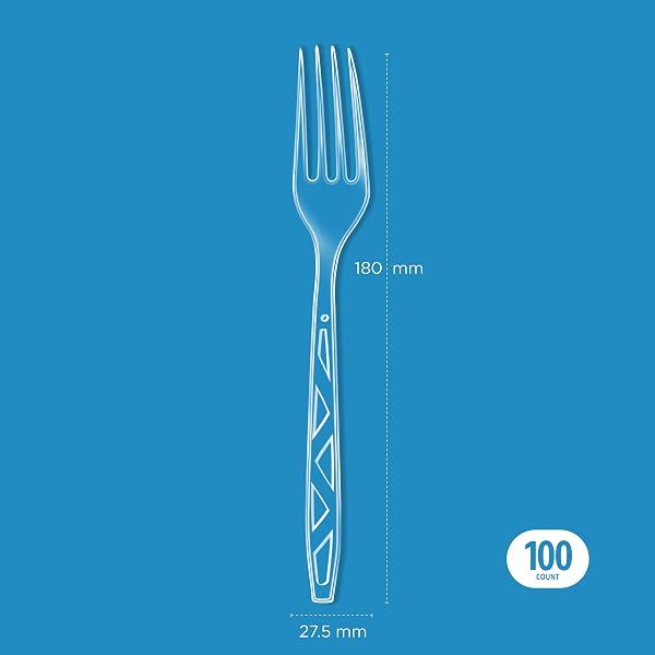 AMAZON BASICS DISPOSABLE CLEAR PLASTIC FORKS, PREMIUM QUALITY, BPA-FREE, FOR EVERYDAY USE, PARTY SUPPLY, EVENTS, 100 COUNT
