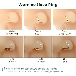 LUCKYJEWUS 6mm Ultra Thin Tiny Hoops for Cartilage