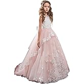 Flower Girl Dress Kids Lace Beaded Pageant Ball Gowns