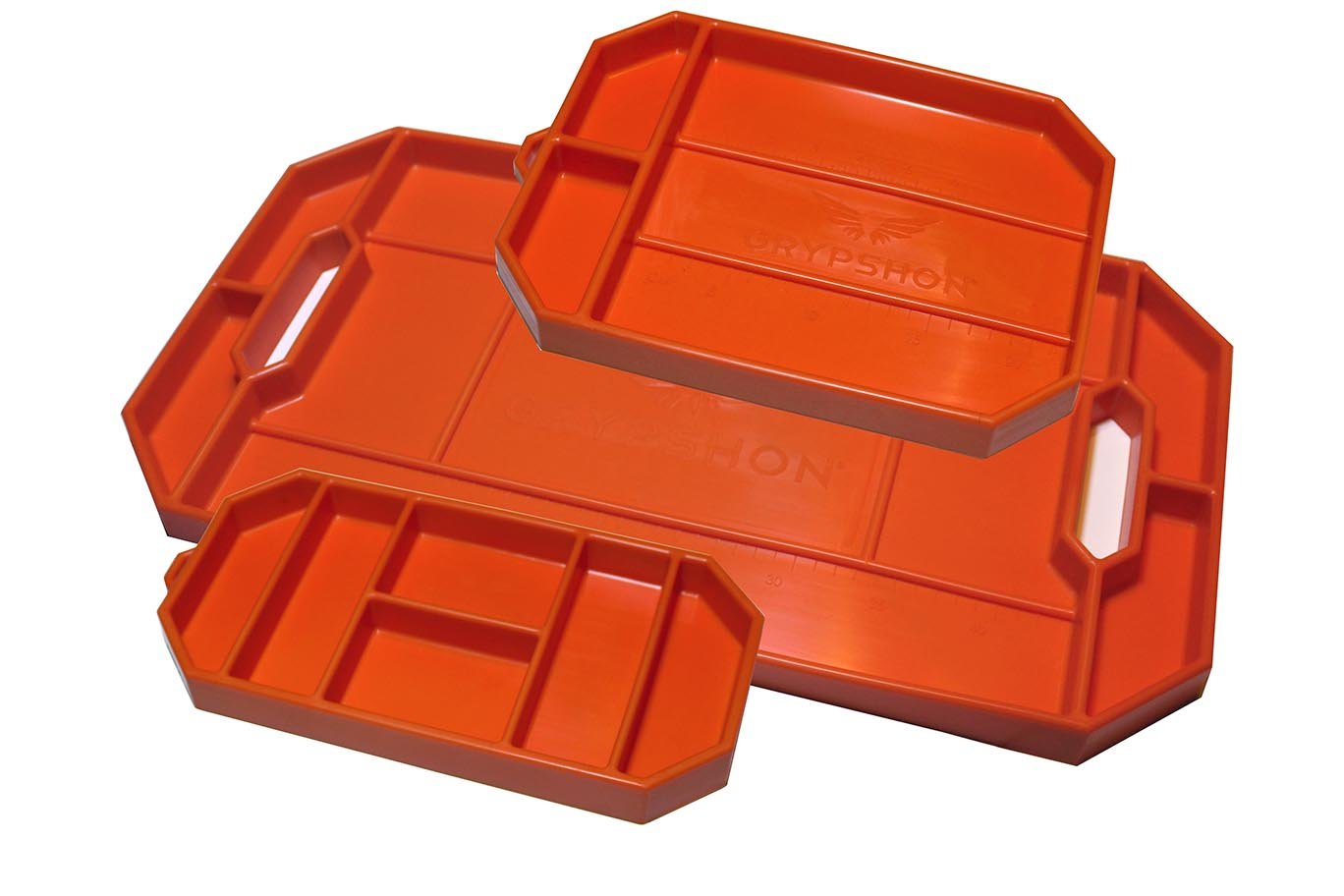 Grypmat | Non-Slip Flexible Orange Tool Tray | Tool Box Organizer | Socket Organizer | Tool Holder | Tool Mats | No Magnets | Grip Mat Tool Mat | Easy Clean Up | As Seen On Shark Tank (Trio Pack)