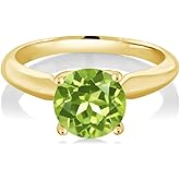 Gem Stone King 18K Yellow Gold Plated Silver Gemstone Birthstone Solitaire Engagement Ring For Women | Round 8MM | Available In Size 5, 6, 7, 8, 9