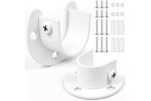 FIRJOY 2Pcs Heavy Duty Stainless Steel Closet Rod Bracket Holder (White, 1-1/2")