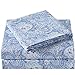 Mellanni Full Sheets Set - 4 PC Iconic Collection Bedding - Hotel Luxury, Extra Soft, Cooling Bed Sheets - Wrinkle, Fade, Stain Resistant (Full, Paisley Blue)