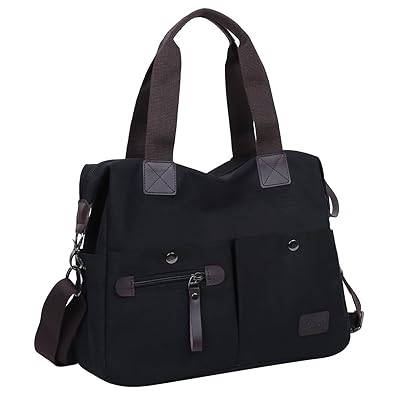 Eshow Handtasche Schultertasche für Damen kleine Nylon Schultertasche Handtasche Umhängetasche Damen Schwarz/Grau