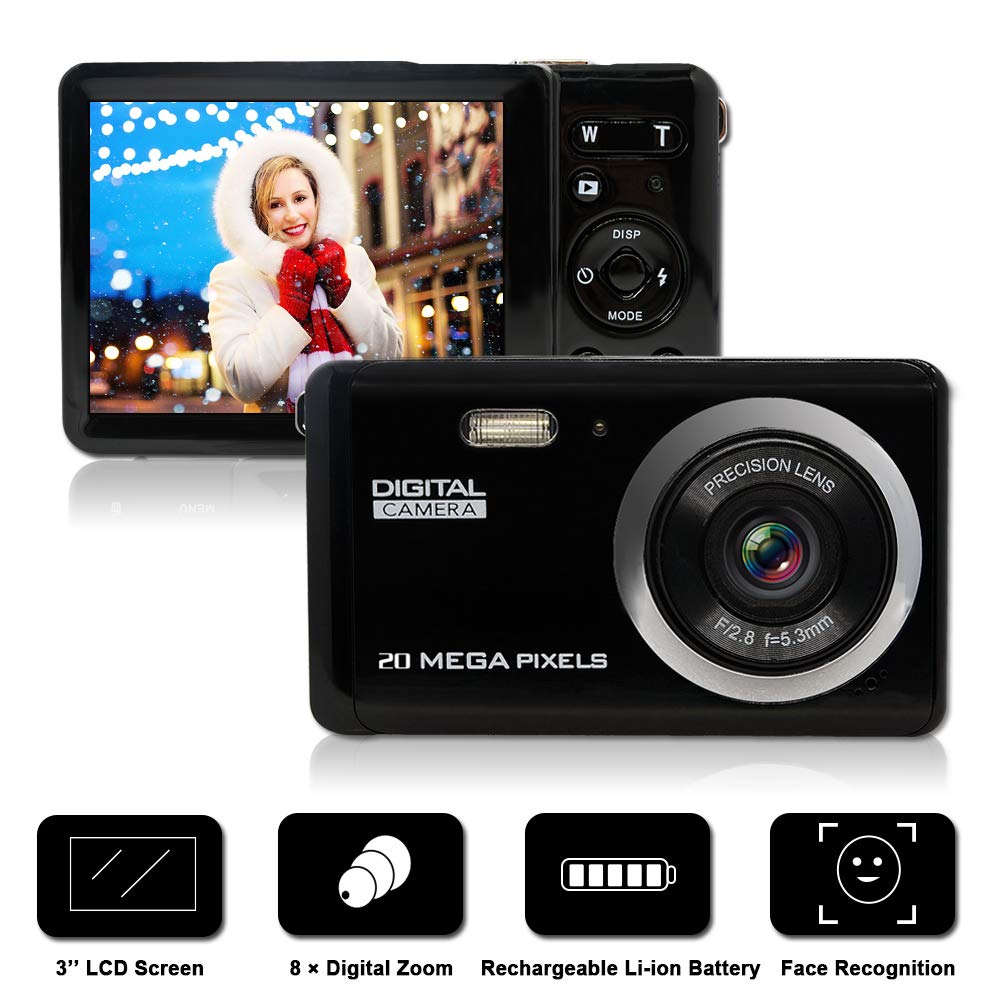 デジタルカメラ B07p9qc7b3 Tft 3 Lcdディスプレイ充電式キッズデジタルカメラ mp 休日 家族 子供 女の子 男の子 友達 学生用 ブラック トイカメラ お買い得モデル