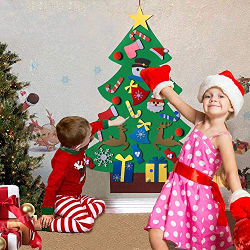 Immagini Feltro Natale.Yangtek Diy Feltro Natale Albero Educativo Giocattolo Muro Decorazione Ornamenti Di Natale Con Appeso Corda Per Bambini Luminushair Com Br