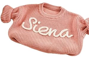Personalized Baby Name Sweater - Embroidered Custom Knit for Girls Boys, Metallic
