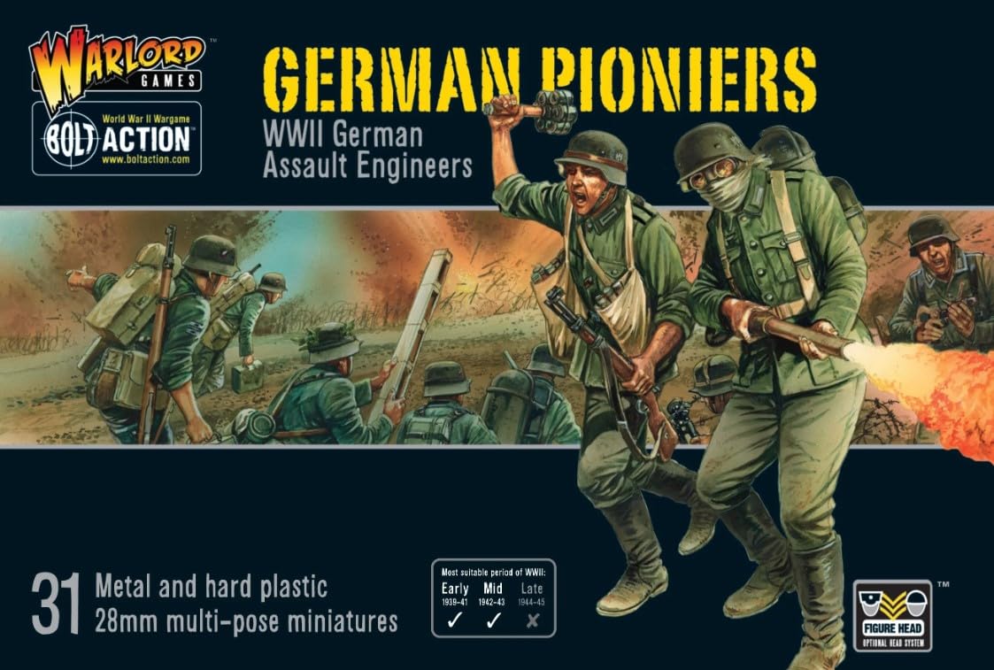 Warlord Games German Pioneers - 28mm Scale Plastic Miniatures for Bolt Action Highly Detailed World War 2 Miniatures for Table-top Wargaming
