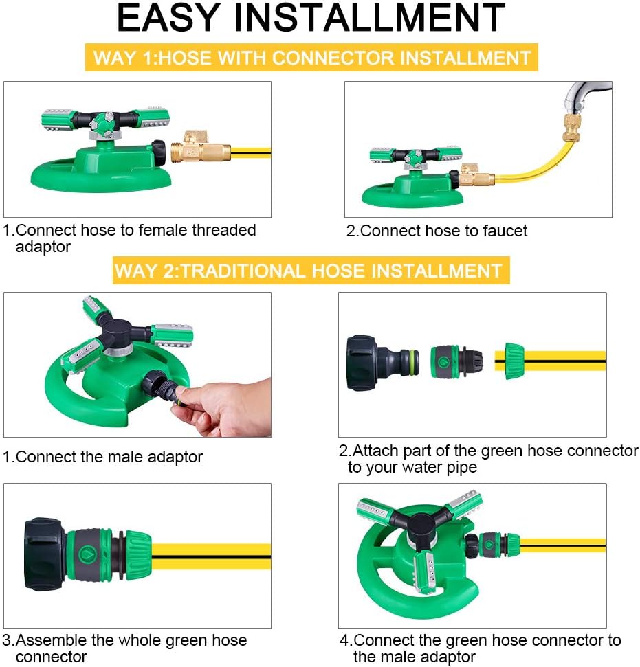 Hinastar Lawn Sprinkler, Automatic Garden Water Sprinkler, Upgrade 360 Degree Rotation Irrigation System, Large Area Coverage, Sprinkler for Yard, Lawn, Kids and Garden : Garden & Outdoor
