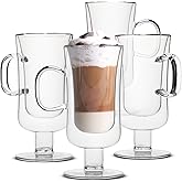 BTaT- Irish Coffee Mug, Set of 4 (10oz, 300ml), Double Wall Glass Irish Coffee Cup