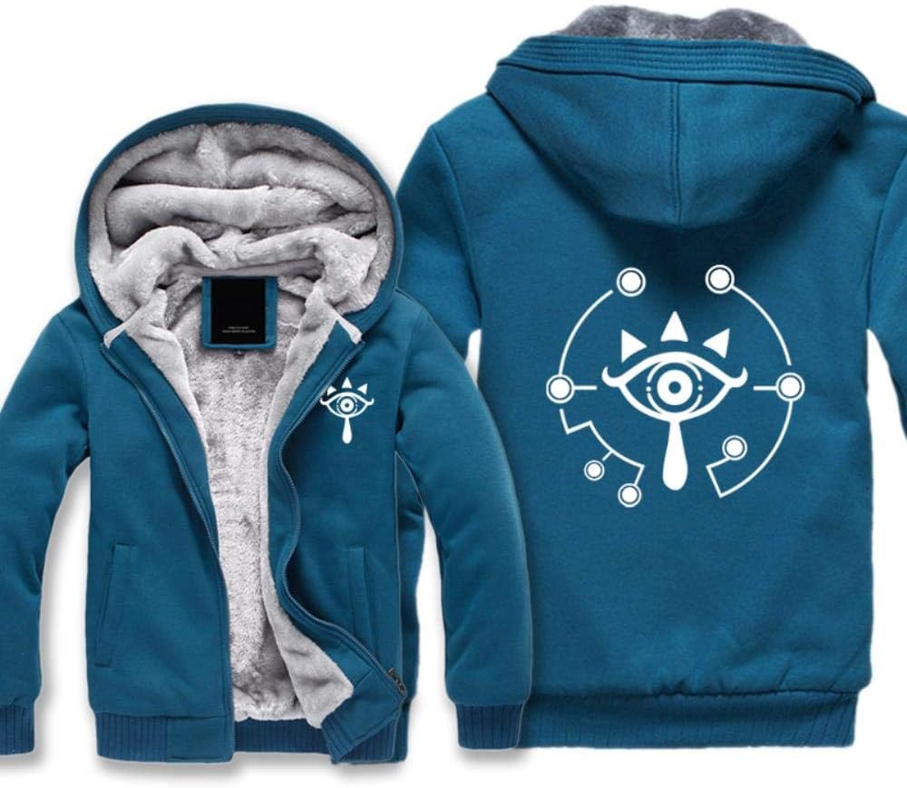 Mens Thick Warm Hoodie The Legend of Zelda Anime Printed Unisex Hooded Pullover Jumper Long Sleeve Zipper Jacket Sweatshirt