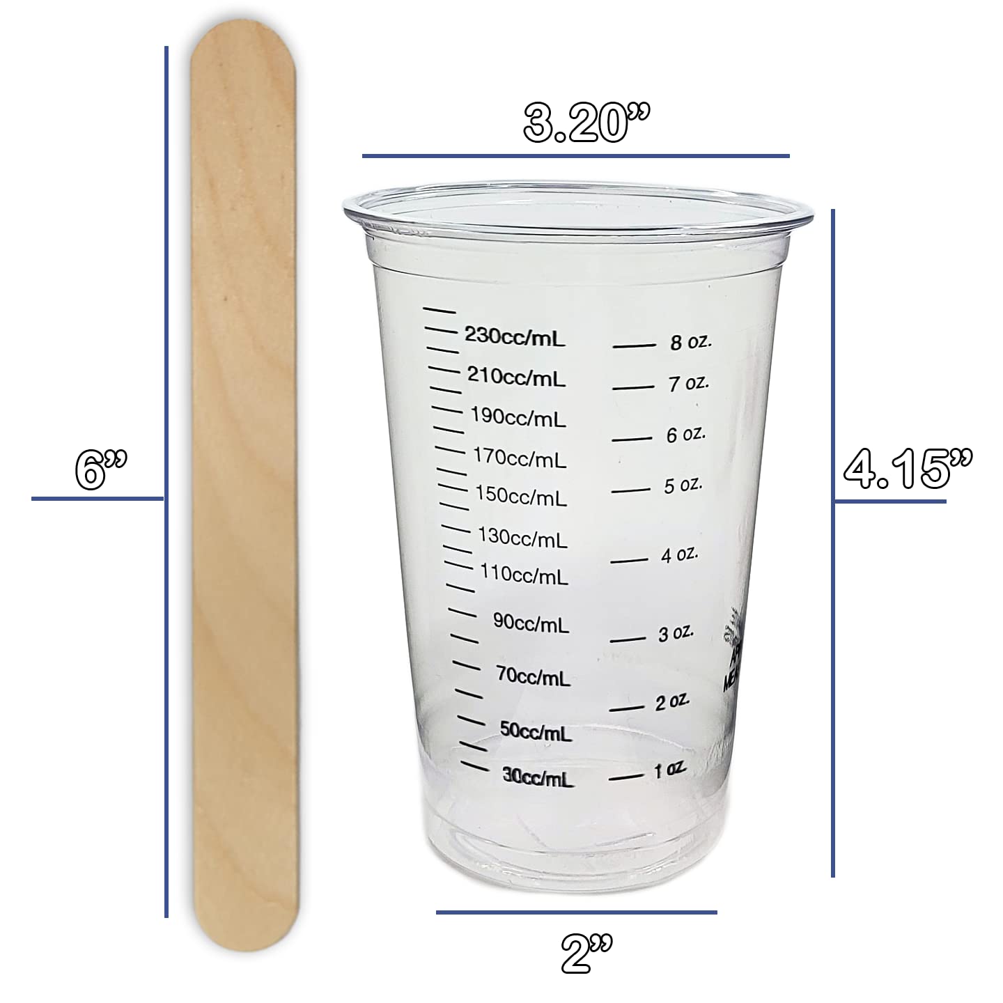 10 8oz Graduated Clear Plastic (PET) Cups and 10 6