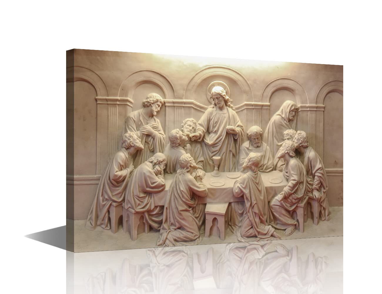 Jesus Christ Canvas Art Wall Room Wall Pictures The Last Supper Dinner Paintings on Canvas Modern Wall Art Artwork Home Decor for Living Room Giclee Wooden Framed Ready to Hang - 24" W x 16" H