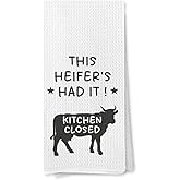 MVLJG Funny Cow Kitchen Towels, Gifts for Cow Lovers Dish Tea Towels for Kitchen Decor, Farmhouse Rustic Farm Animal Heifer Decorative Hand Towel for Dining Room, 16x24 Inches
