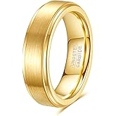 HXNIBATSAR 6mm 8mm Black/Gold/Silver/Purple Classic Tungsten Carbide Wedding Band Ring For Men Womem Matte Brushed Finish Comfort Fit Size 5-12