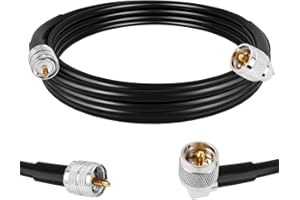 exgoofit CB Coax Cable 10ft (3m) RG58 UHF Male to Right Angle Male PL259 Coaxial Cable Low Loss CB Antenna Cable for CB Radio