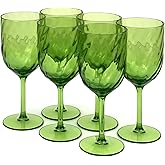 Yalin Set of 6 Unbreakable 15 oz Acrylic Plastic Wine and Water Tumbler Stackable Goblets. (Green, 15 oz)