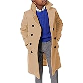 Boys Notch Lapel Double Breasted Jacket Long Trench Dress Coat Casual Classic Peacoat