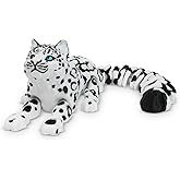 TiTiC 3D Printed Animals Toy, 8in Snow Leopard Fidget Animal for Desk Décor(Black White)