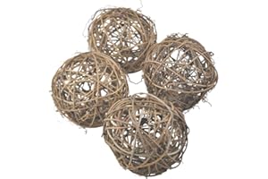 Ougual 4pcs Wicker Dried Vine Balls Table Wedding Party X-mas Garden Decoration 4 Inch 10cm