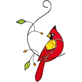 Iricrist Red Cardinal Stained Glass Bird Suncatcher for Mom, Grandma, Women - Real Glass Window Hanging Ornament - Handmade Bird Lover Home Decor (Gifts Ready Packaging)