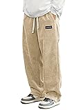 Hidkat Mens Corduroy Casual Pants Fashion Loose Fit