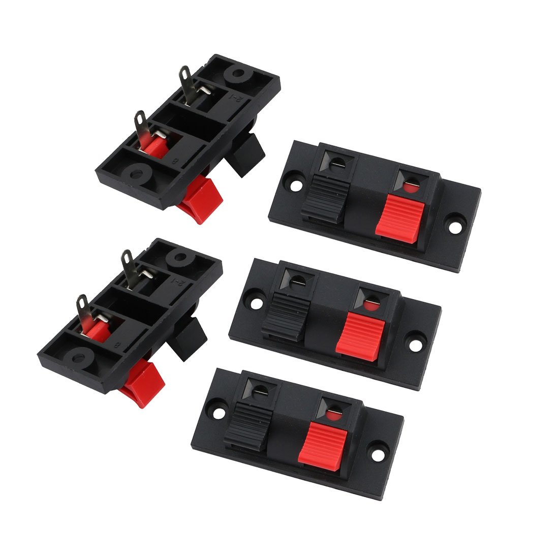 Sourcingmap 5PCS 2-Way Push Release Connector Plate Stereo Speaker Terminal Strip Block