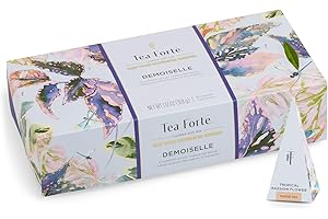 Tea Forte Demoiselle Petite Presentation Box Tea Gift Set Sampler, 10 Count, 2 of Each Variety Individually Wrapped Handcrafted Pyramid Infuser Bags