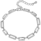 Fahonie Paperclip Chain Bracelet for Women 14K Gold-tone Dainty Chain Bracelet Jewelry Gift for Women