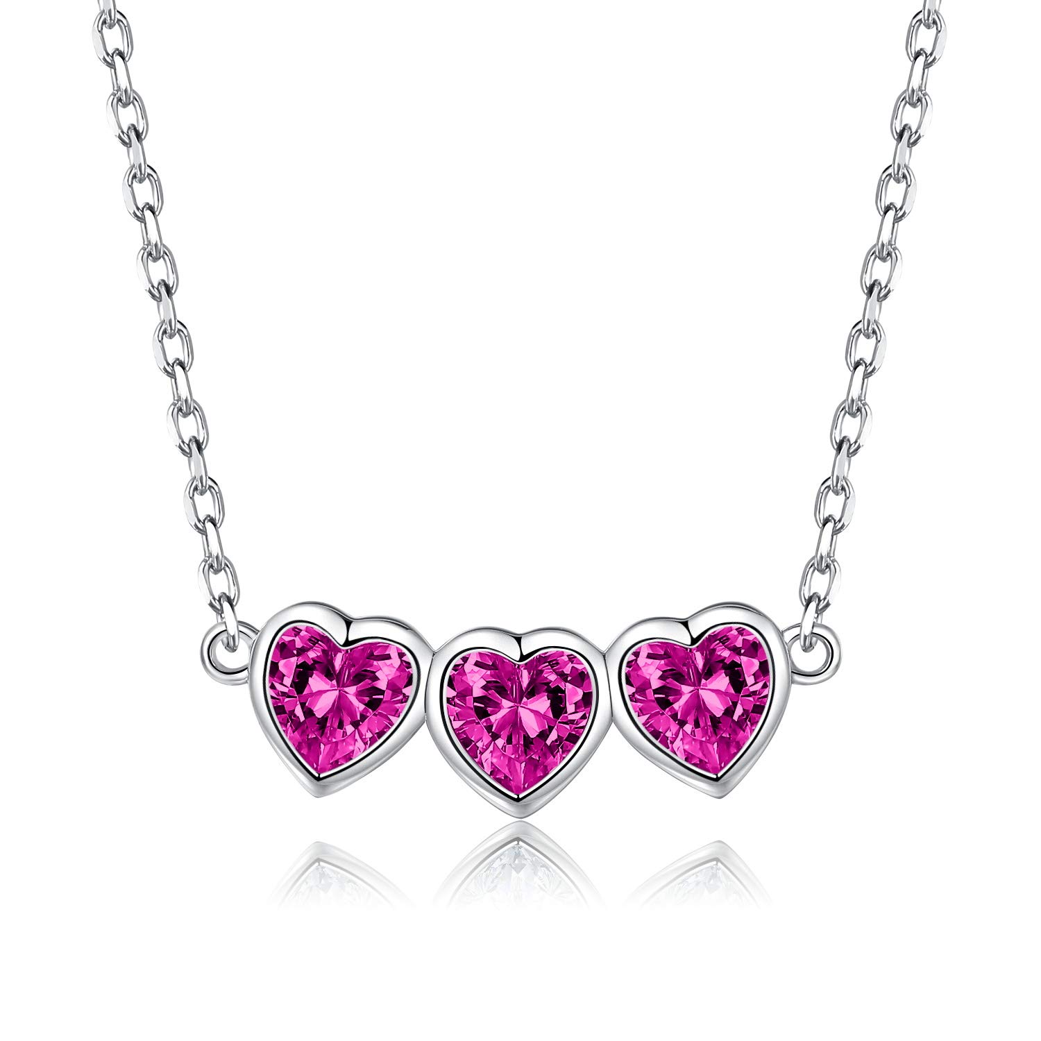 925 Sterling Silver July Birthstone Necklace for Girls Women - Cute Short Heart Necklace for Daughter & Kids Anniversary Birthday Gifts Jewelry