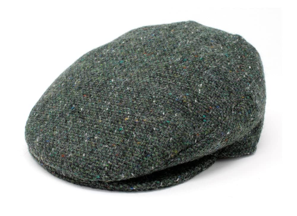 Hanna Hats Men's Donegal Tweed Vintage Cap (Green Herringbone, XLarge)