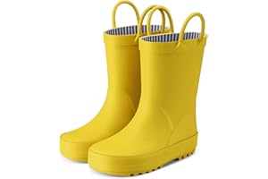 HISEA Rubber Rain Boots for Toddlers and Kids Boys Girls Lightwight Waterproof with Easy-on Handle