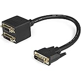 StarTech.com 1ft DVI Splitter Cable - M / F - DVI-D to 2x DVI-D Dual Video Splitter for Your Split Screen Computer Monitor (D