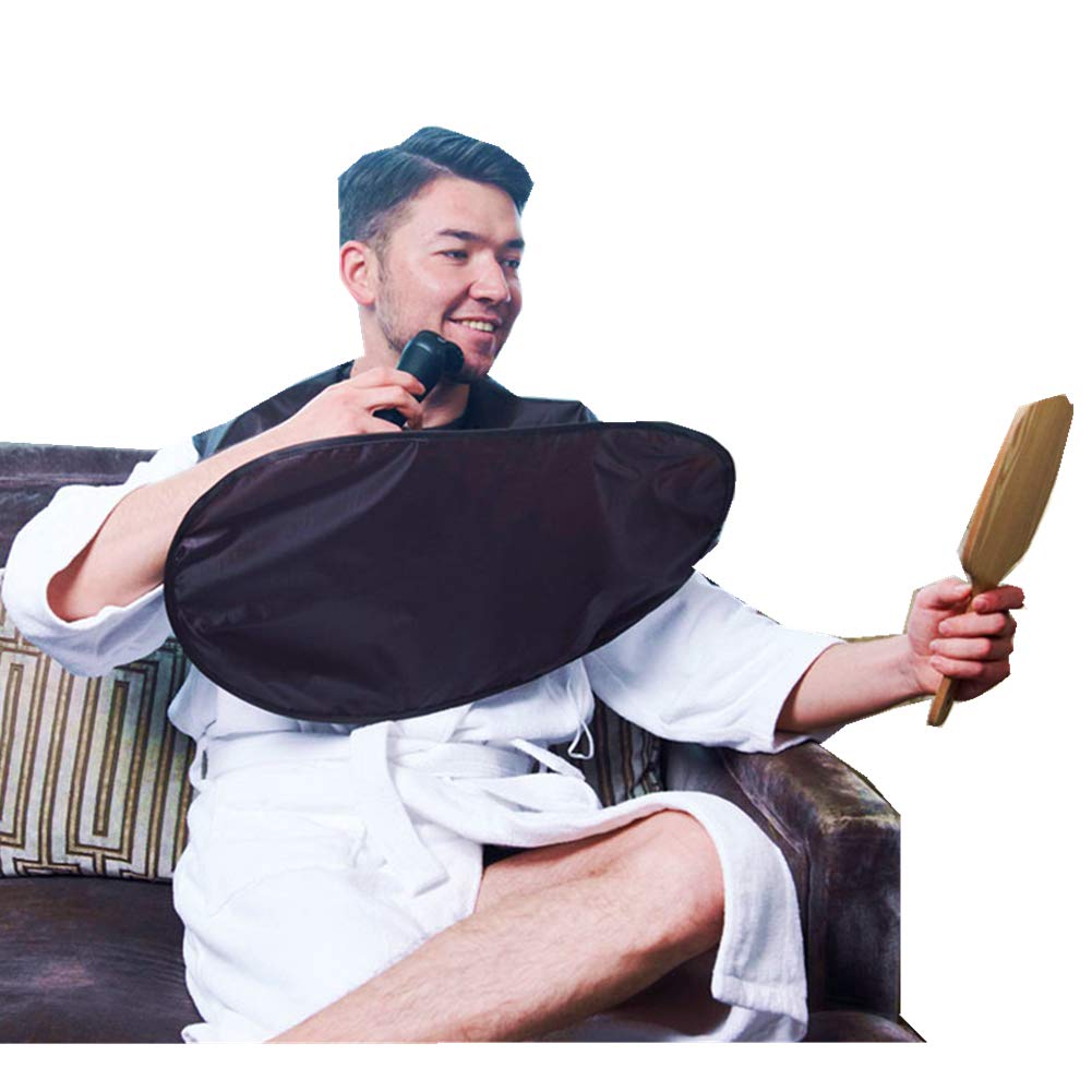 Upgrade Men Beard Shaving Aprons Cape Beard Trimming Bib Waterproof & Non-Stick Hair Catcher (Z-Black)